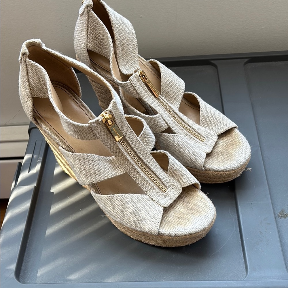 Elegant Cream Wedge Sandals